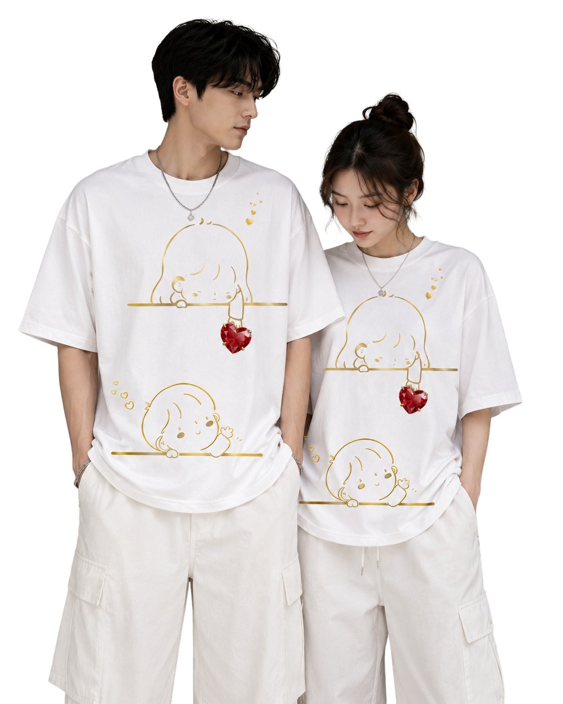 Unisex Oversized T-Shirts Couple — Street Style