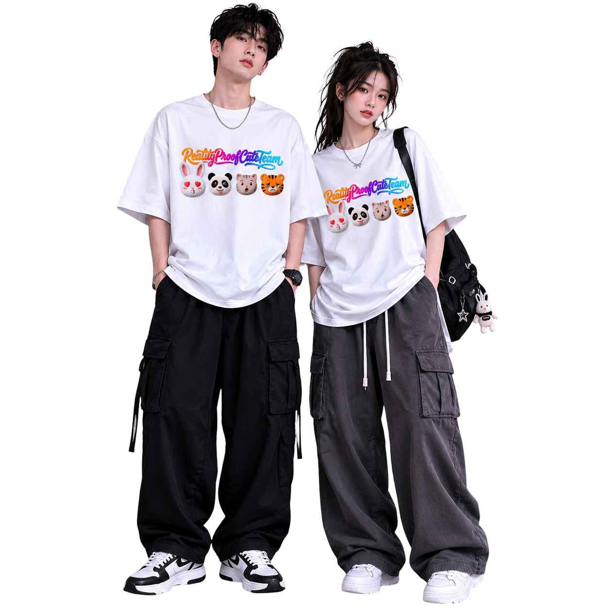 Unisex Oversized T-Shirts Couple — Premium Black