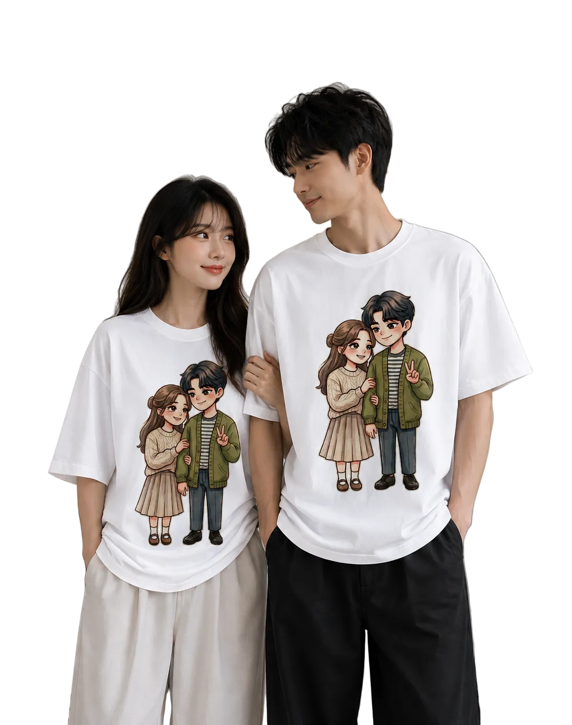 Unisex Oversized T-Shirts Couple — Premium White