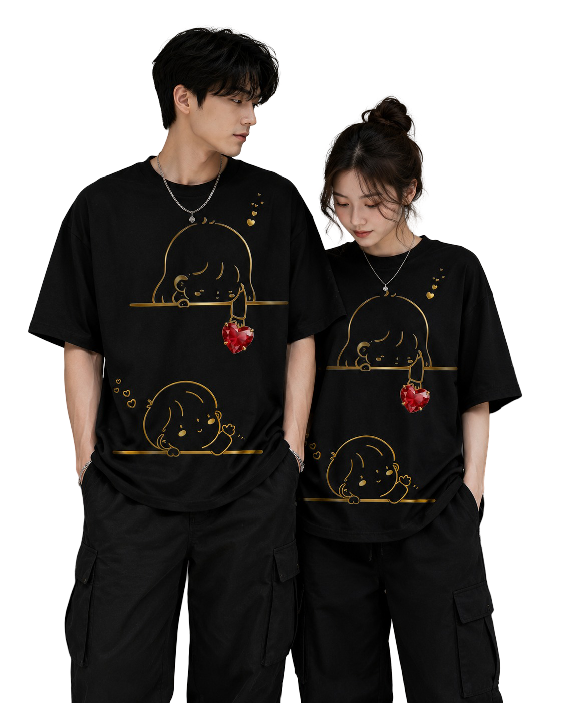 Unisex Oversized T-Shirts Couple — Street Style