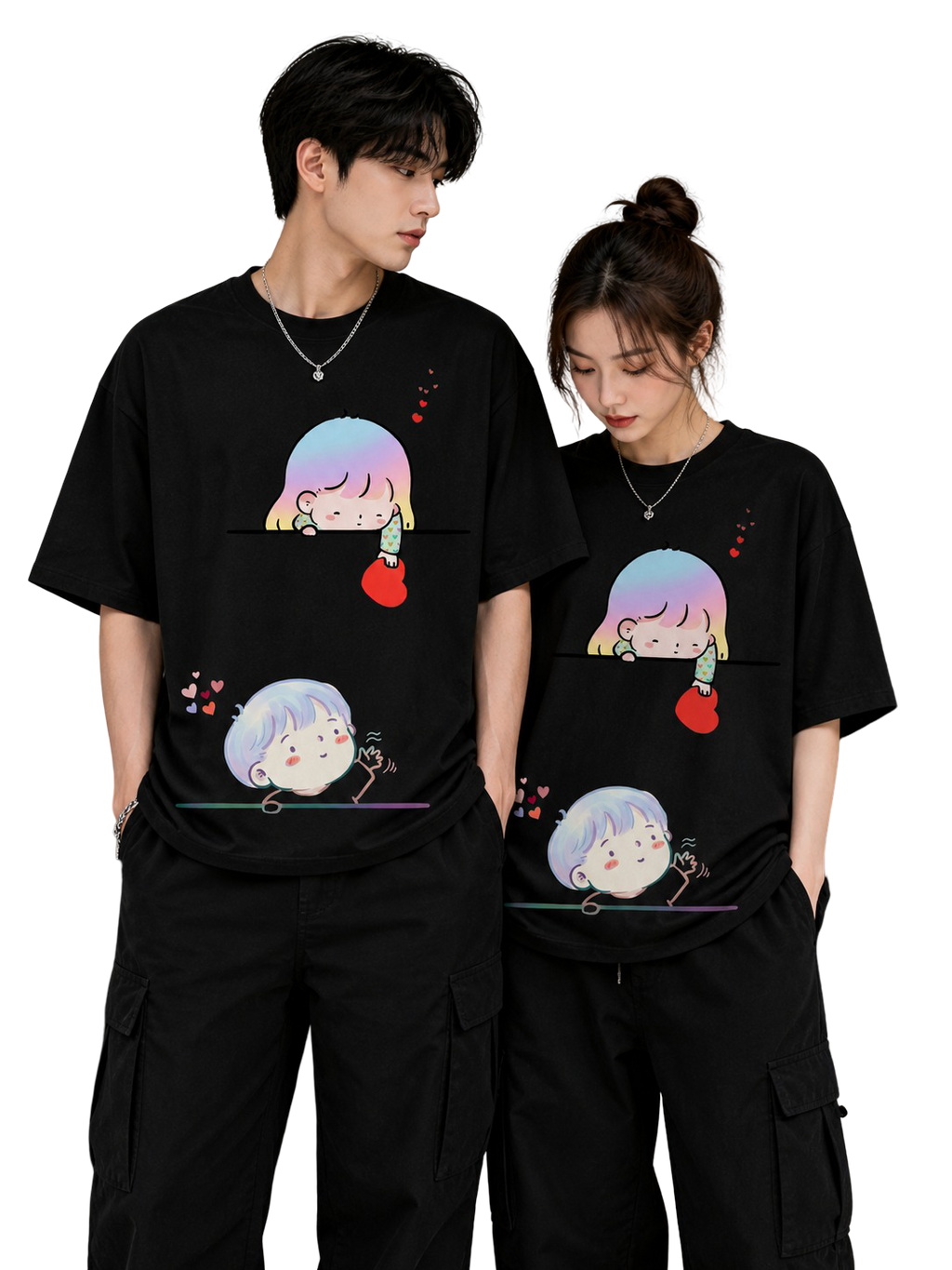 Unisex Oversized T-Shirts Couple — Signature B&W