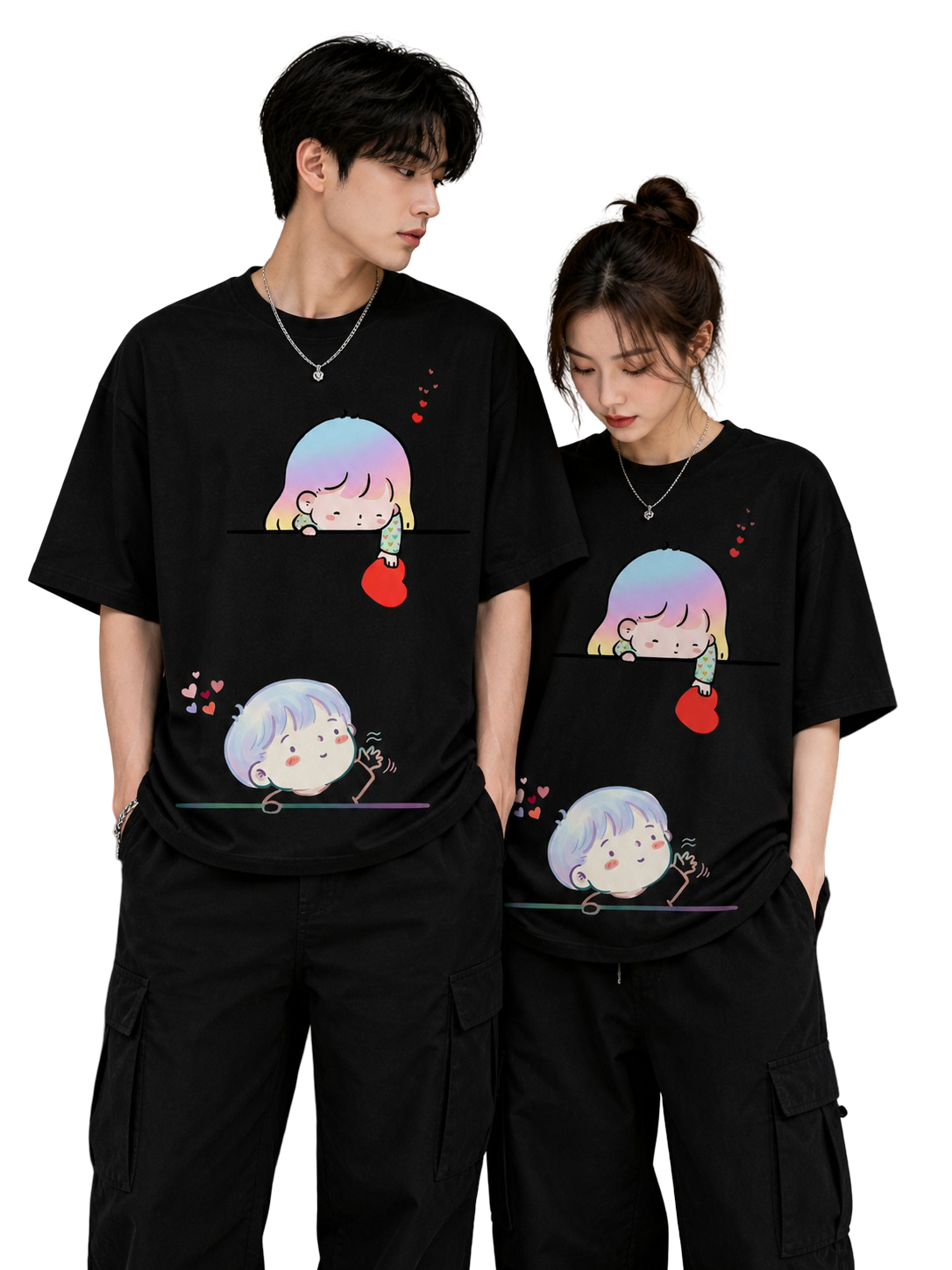Unisex Oversized T-Shirts Couple — Signature B&W