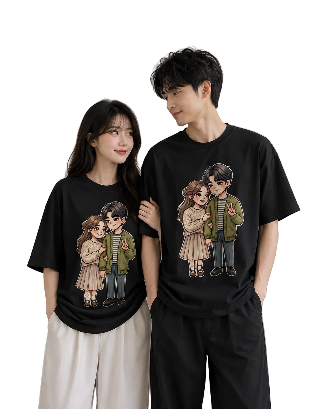 Unisex Oversized T-Shirts Couple — Premium White