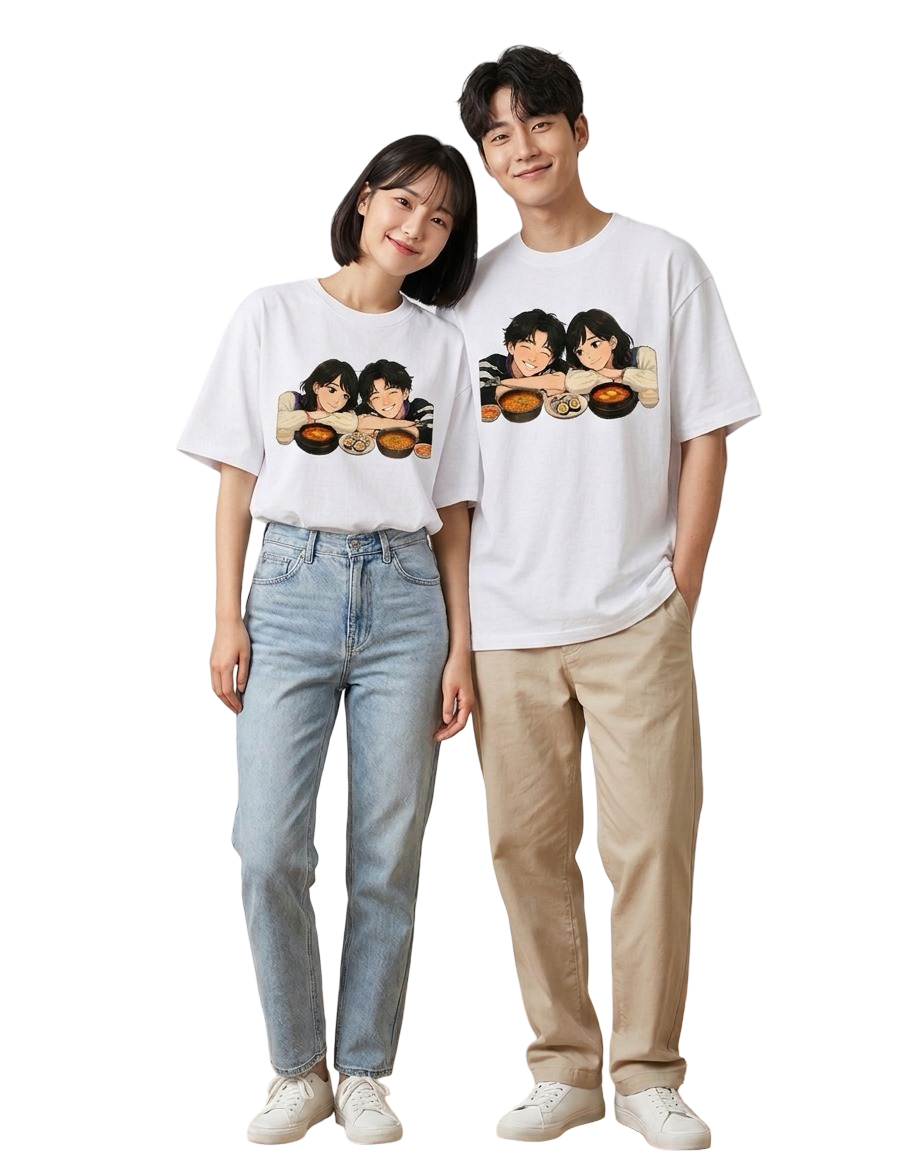 Unisex Oversized T-Shirts Couple — Pure White